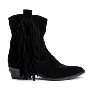 Zadig & Voltaire Pilar Western Fringe black Suede Ankle Boots French 37/US 6
